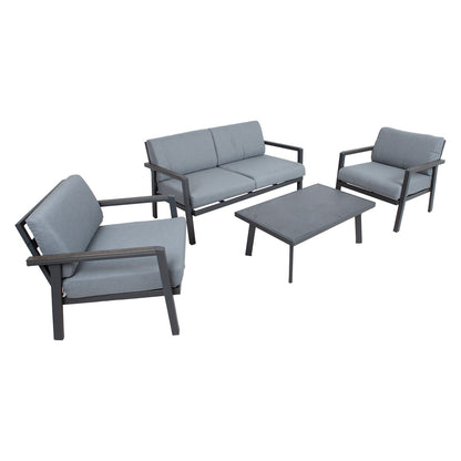 Garden furniture set DELGADO table, sofa and 2 chairs / GRAY 