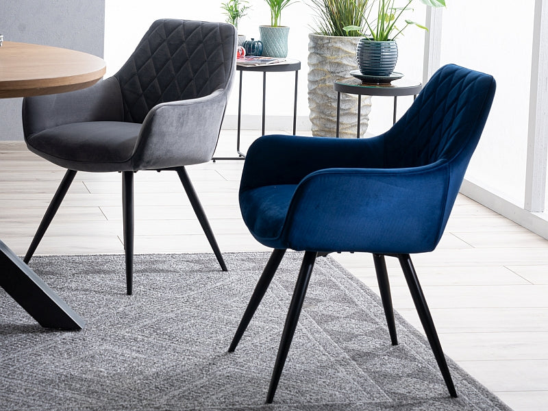 Chair LINEA VELVET BLACK FRAME/NAVY BLUE BLUVEL 86 