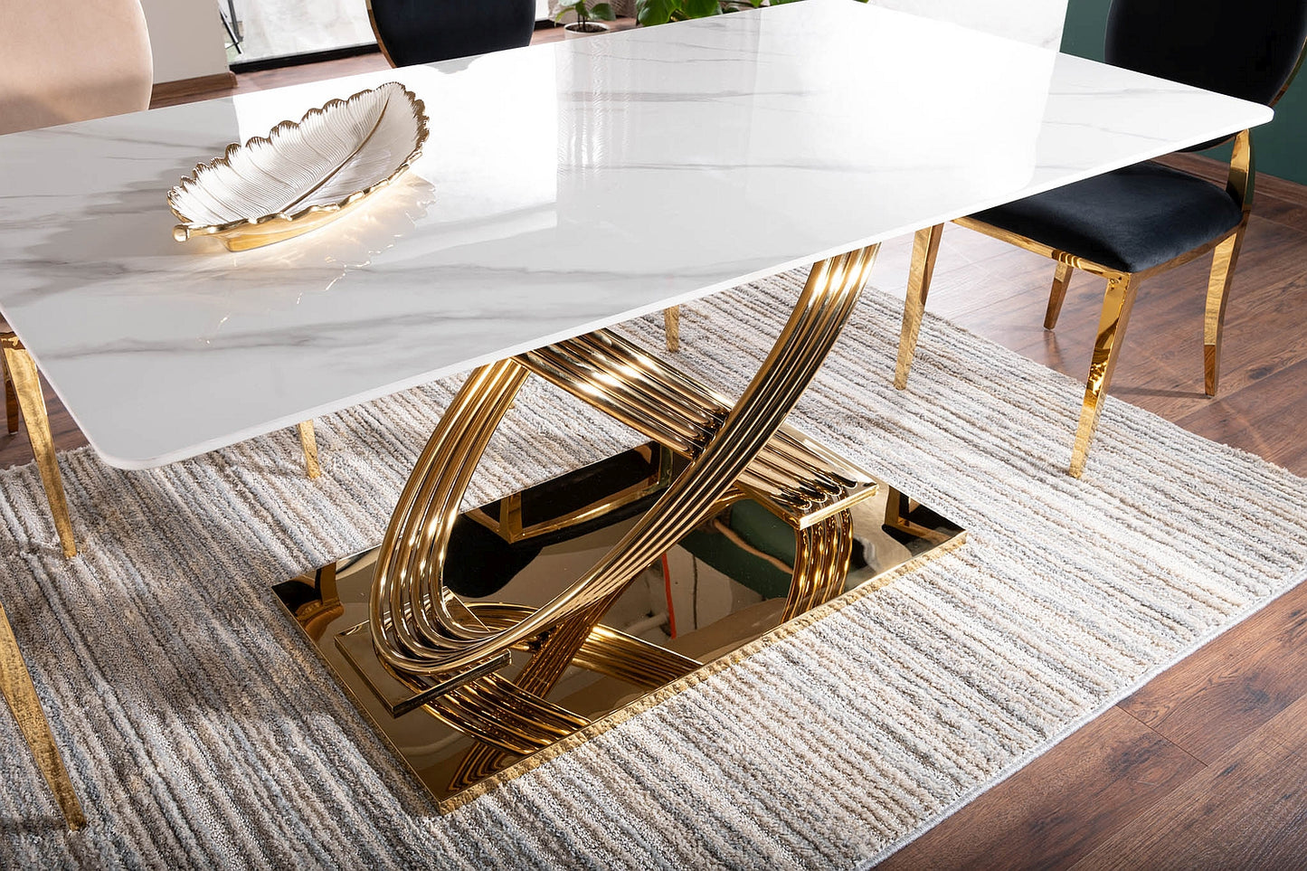 Table HERMES WHITE (MARBLE EFFECT)/GOLD 160X90