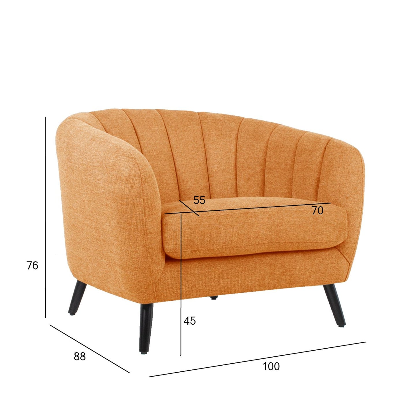 Lounge chair MELODY 100x88xH76cm, orange 