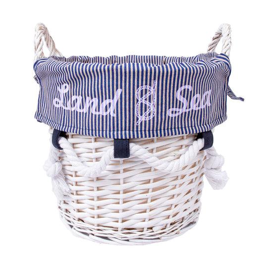 Basket round WILLI SEA, L: D38xH30cm, white