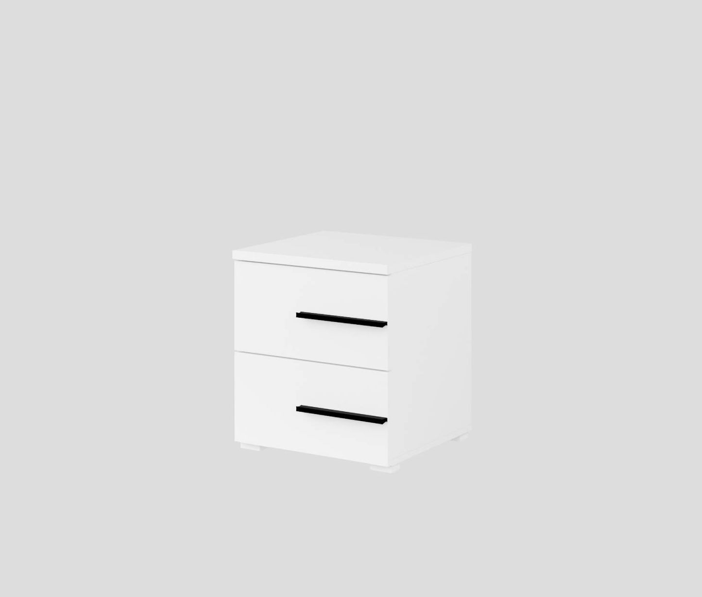 VIOLLA - Bedside table with 2 drawers on the right / white and white glossy 