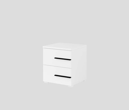 VIOLLA - Bedside table with 2 drawers on the right / white and white glossy 