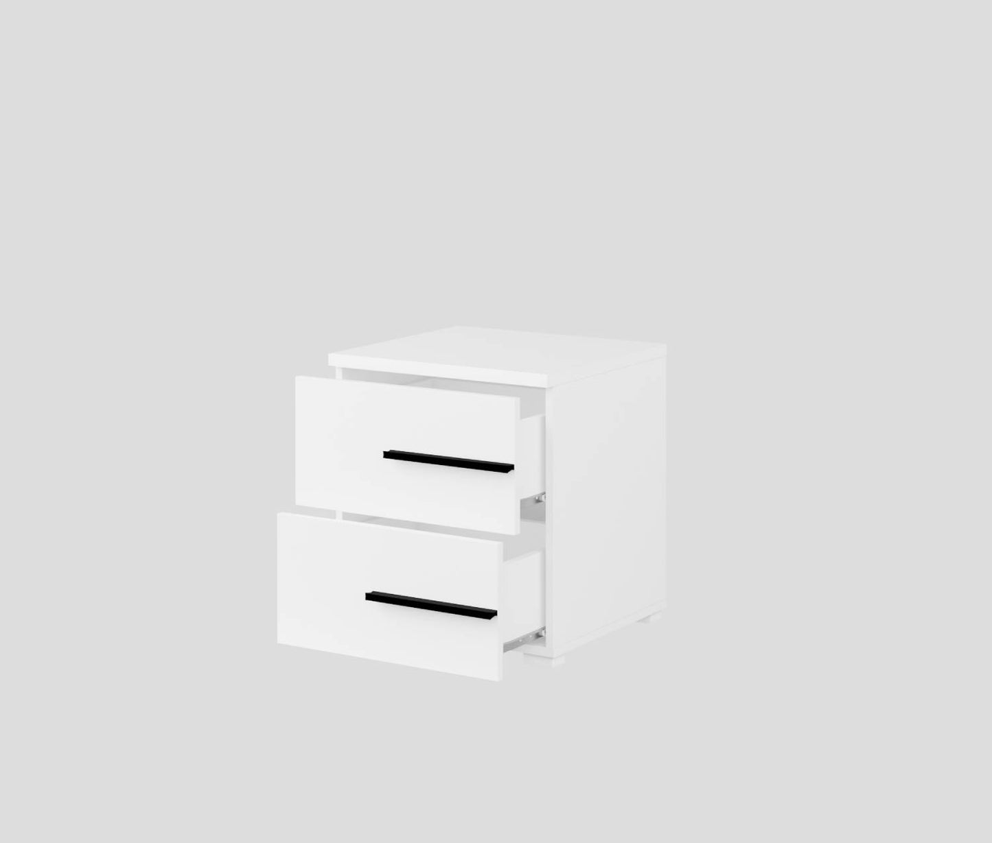 VIOLLA - Bedside table with 2 drawers on the right / white and white glossy 