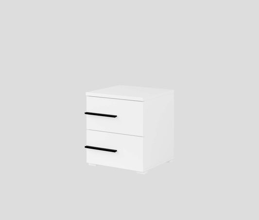 VIOLLA - Bedside table with 2 drawers on the left / white and white glossy 