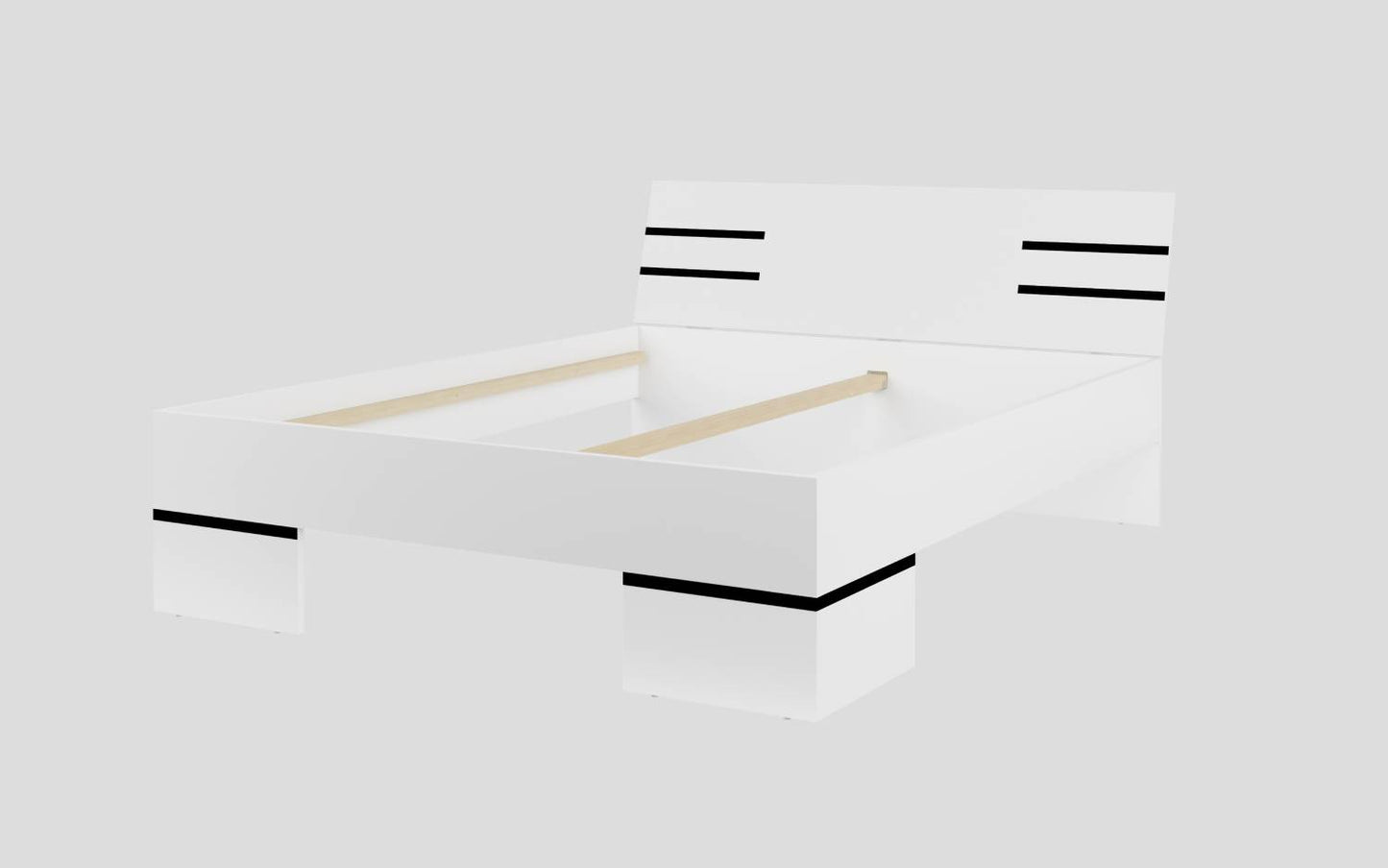 VIOLLA - Bed 160/200 (without frame) / white and white glossy 