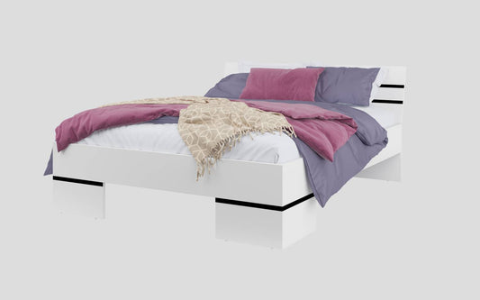 VIOLLA - Bed 160/200 (without frame) / white and white glossy 