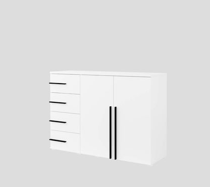 VIOLLA - Chest of drawers with 2 doors and 4 drawers / white and white glossy 