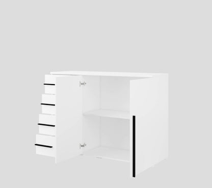 VIOLLA - Chest of drawers with 2 doors and 4 drawers / white and white glossy 