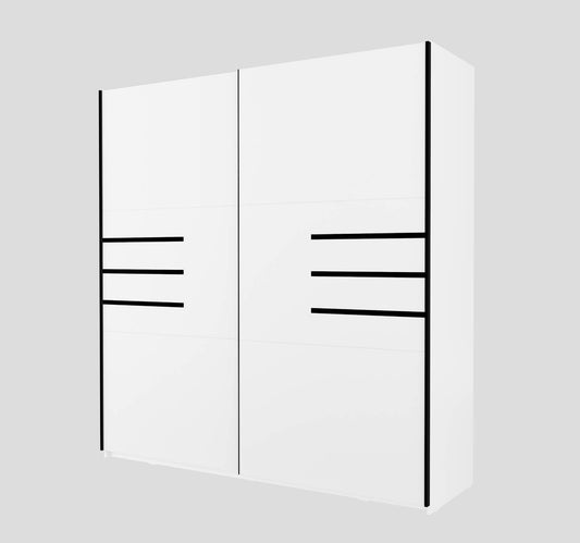 VIOLLA - Cabinet with sliding doors / white and white glossy 