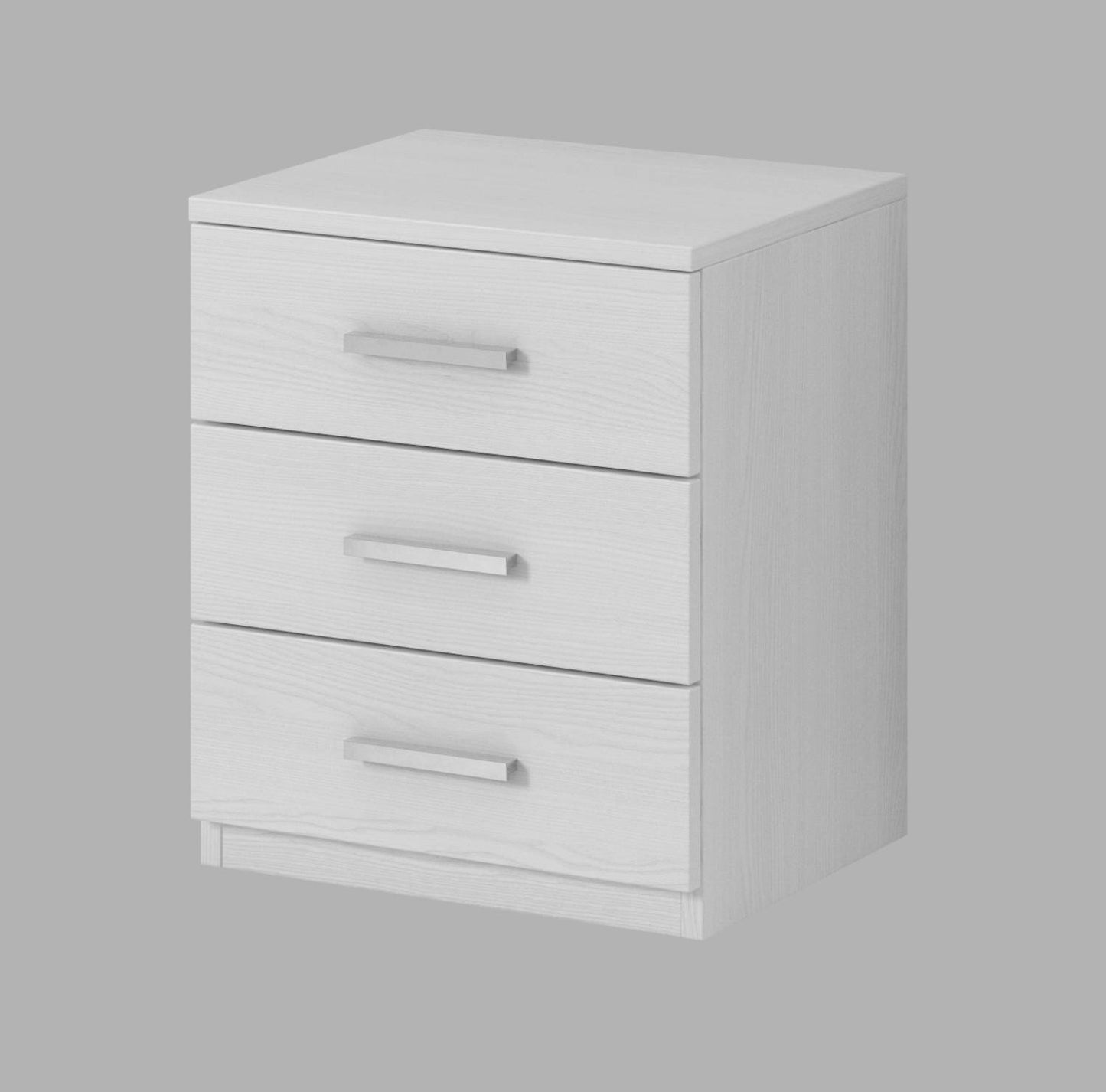 GALAXY - Bedside table with 3 drawers / Ash gray - white/wood 