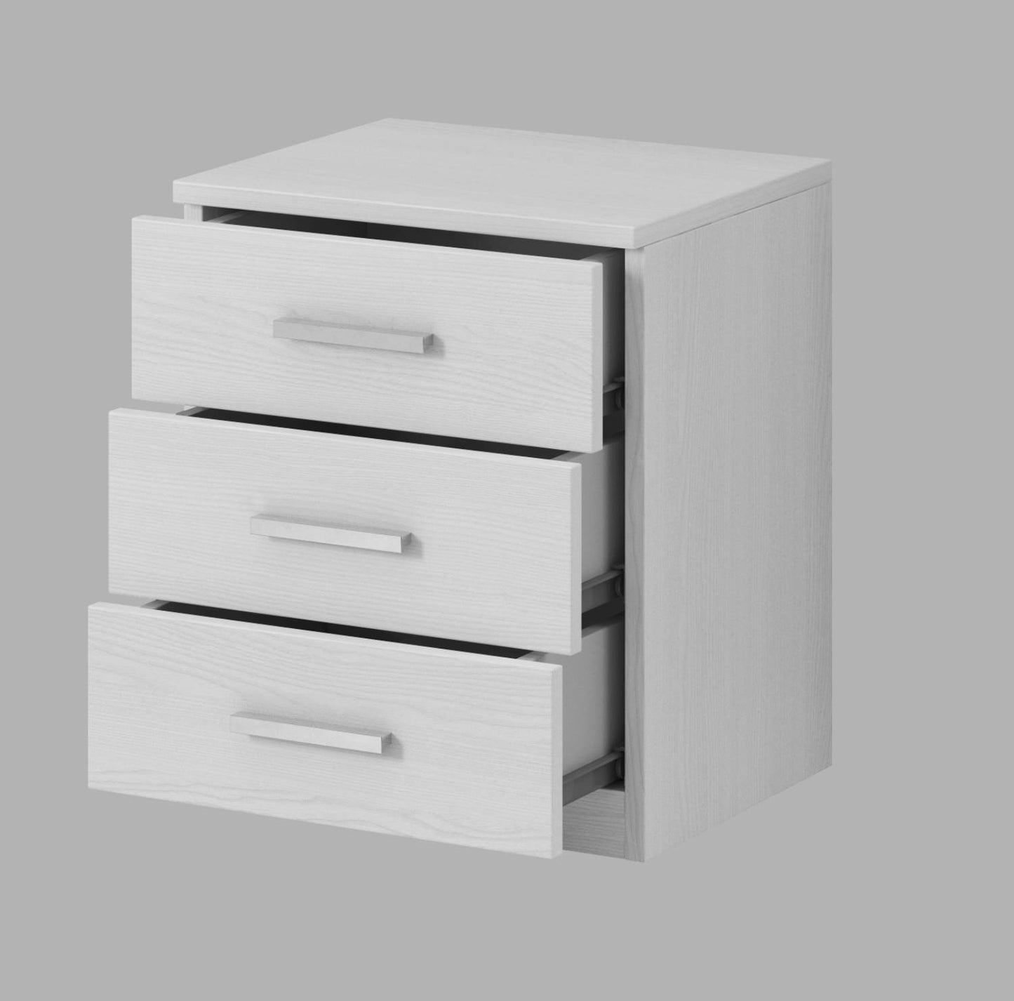 GALAXY - Bedside table with 3 drawers / Ash gray - white/wood 