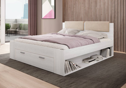 GALAXY - Bed 180/200 with pull-out pull-out / Ash - white/wood 