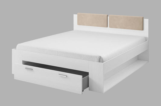 GALAXY - Bed 140/200 with pull-out pull-out / Ash - white/wood 