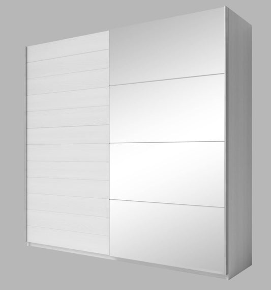 GALAXY - Cabinet with 2 sliding doors and a mirror / Ash - white/wood 