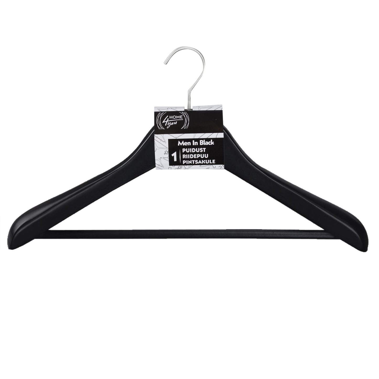 Clothes hanger for jackets MEN IN BLACK, black wood