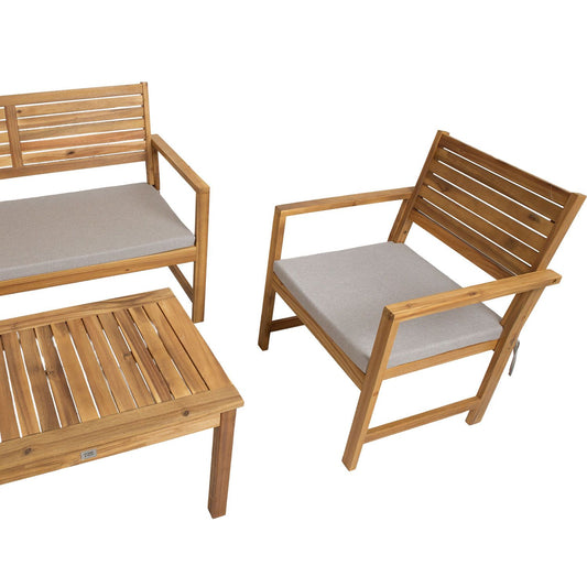 Garden furniture set FORTUNA table, bench and 2 chairs, acacia 