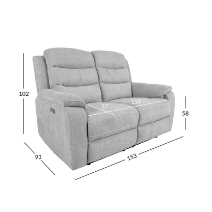 Sofa MIMI 2-seater 153x93xH102cm, electric sofa, light gray