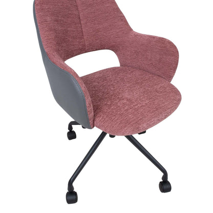 Work chair KENO with castors, dark Pink / Grey 