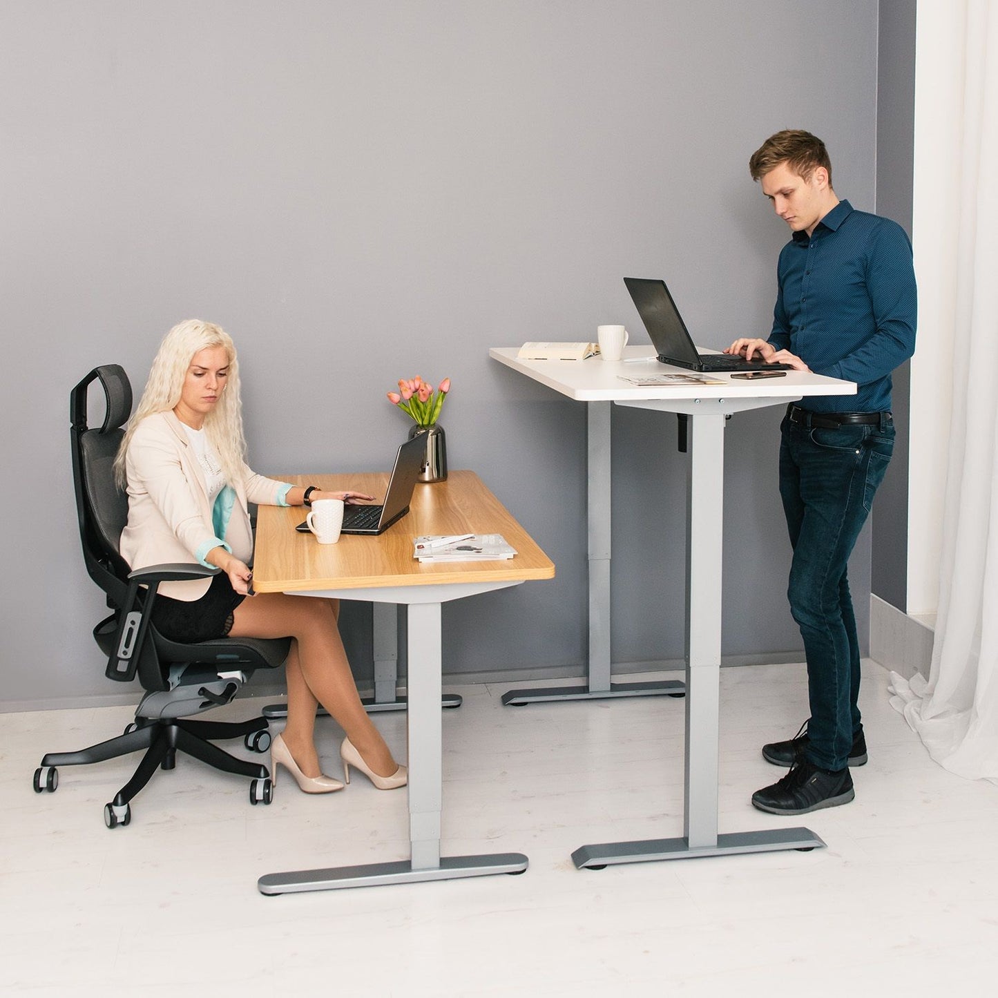 Desk ERGO with 1 motor 140x70cm, white 