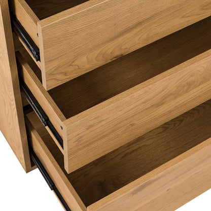 Chest of drawers SACHA 75x40xH89cm, melamine with oak decor