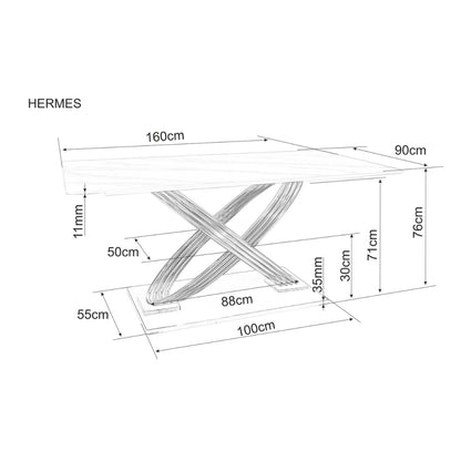 Table HERMES WHITE (MARBLE EFFECT)/GOLD 160X90