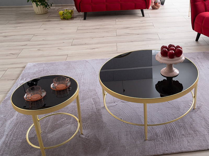 Coffee table MYSTIC B BLACK/GOLD MATT FI 82 Ø82