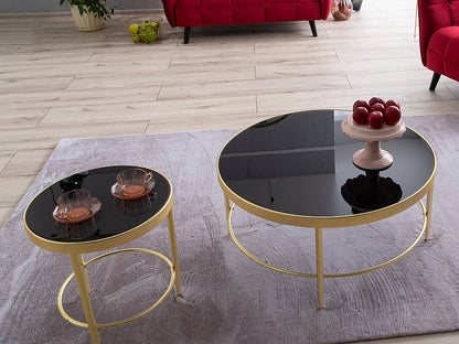 Coffee table MYSTIC B BLACK/GOLD MATT FI 82 Ø82