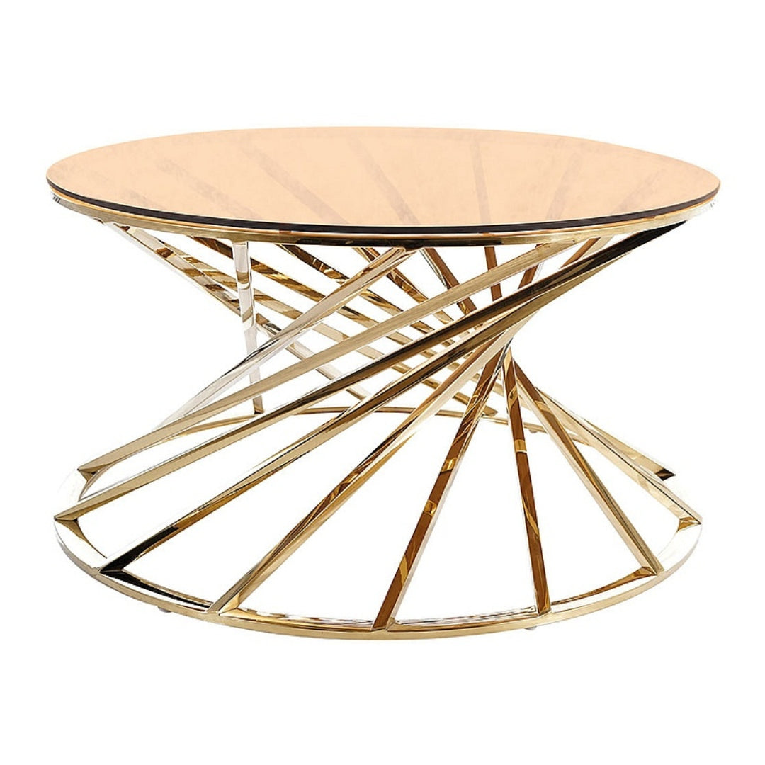 Coffee table OTTAVIA SMOKE GLASS AMBER/GOLD FI 80