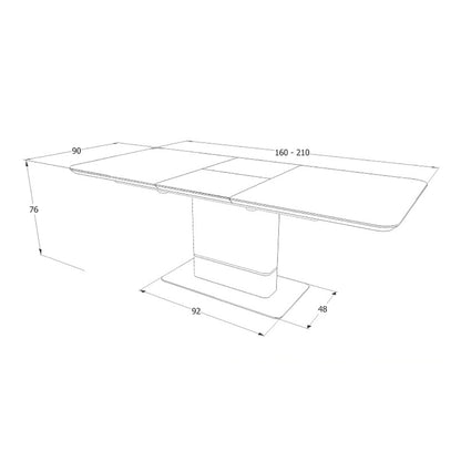 Table PALLAS CERAMIC GRAY MARBLE EFFECT/BLACK MATTE 160(210)x90