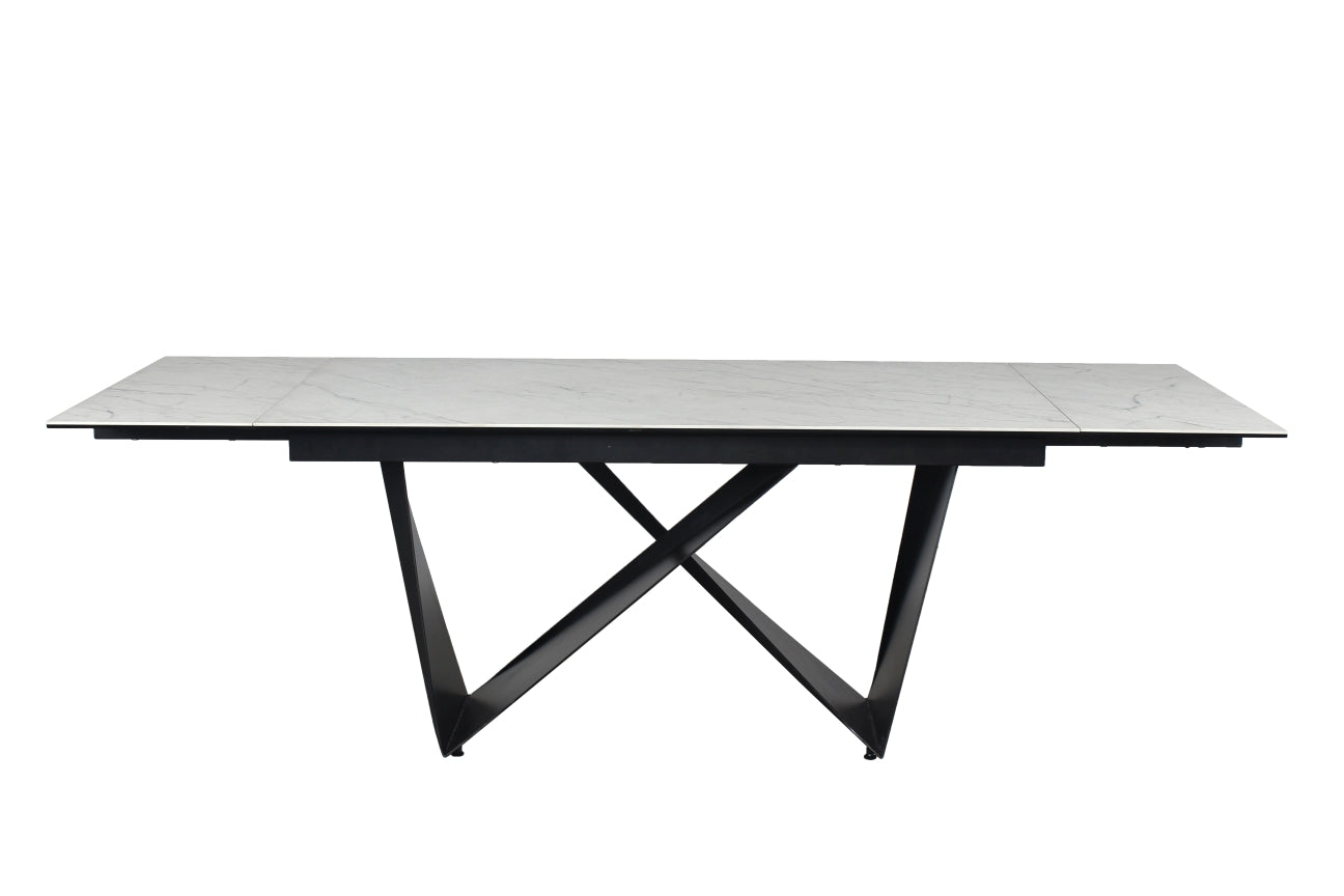 Table CAVALLI II CERAMIC WHITE MARBLE / BLACK MATTE 160(240)X90