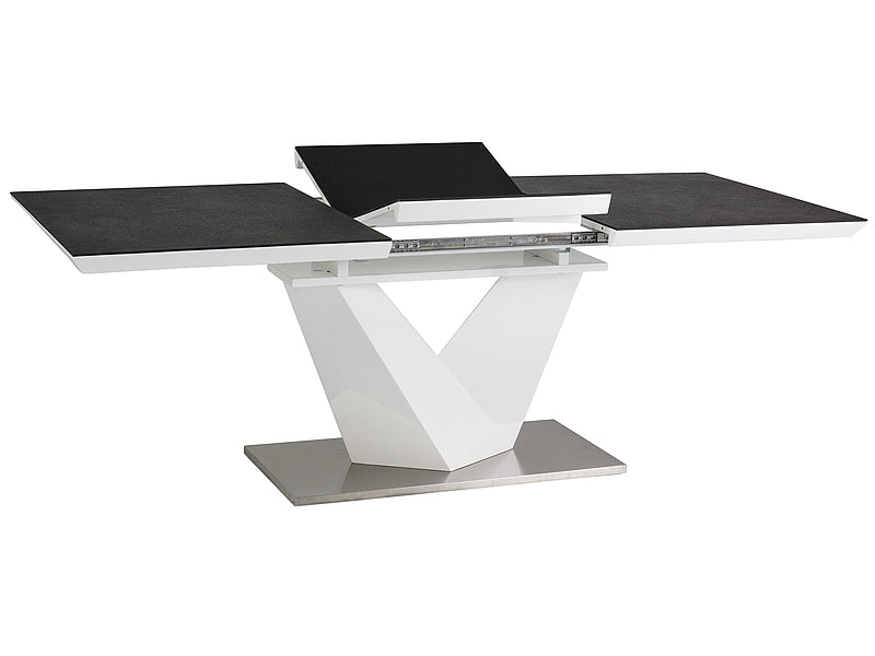 Table ALARAS II BLACK STONE EFFECT / WHITE LACQUER 120(180)X80