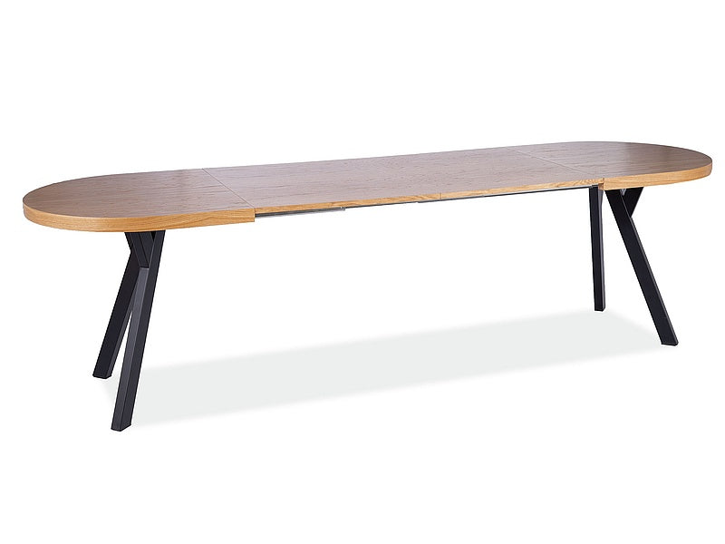 Table DOMINGO II NATURAL OAK / BLACK VENEER 140(272)X80