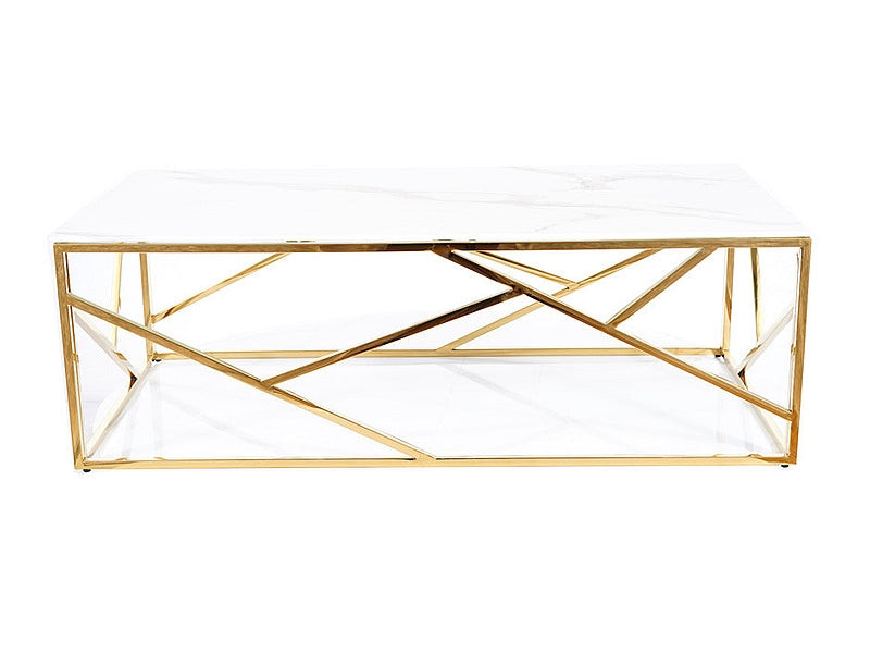 Coffee table ESCADA A II WHITE MARBLE EFFECT/GOLD 120X60