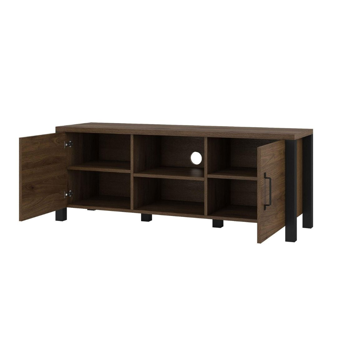 Olin - TV table Small 147cm, Okapi Walnut - Black Matt