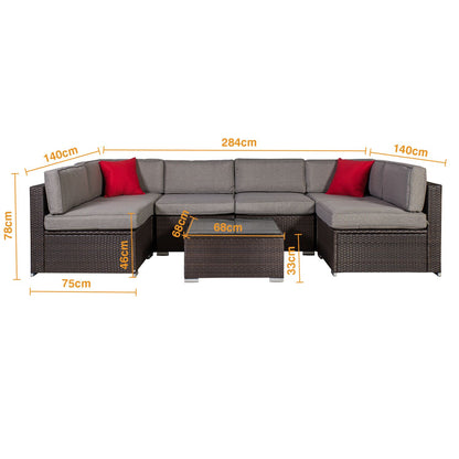 Garden furniture set CLIFF modular sofa, table / Brown 