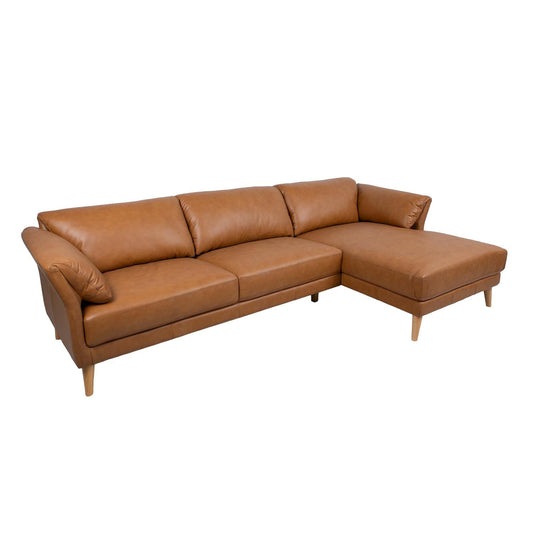 Corner sofa COLLINS LS, cognac brown leather 