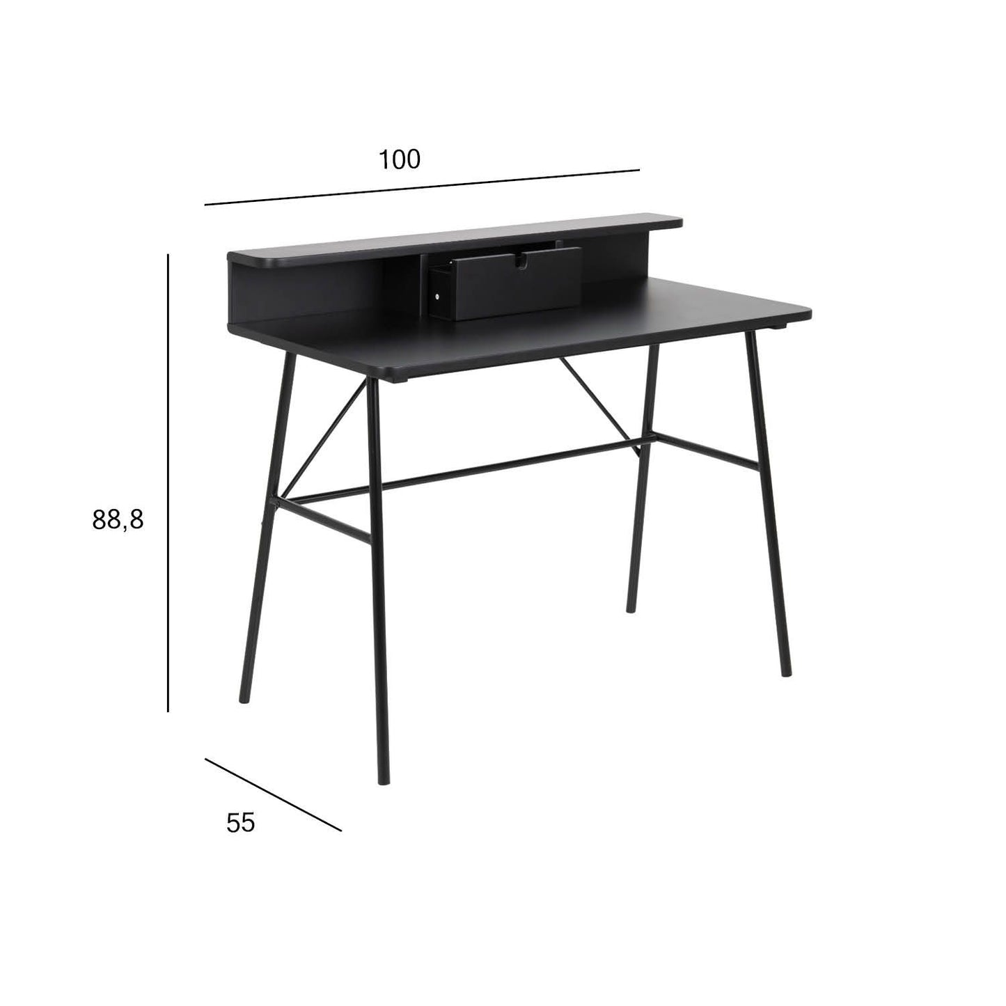 Rakstāmgalds PASCAL 100x55xH88,8 cm, melns