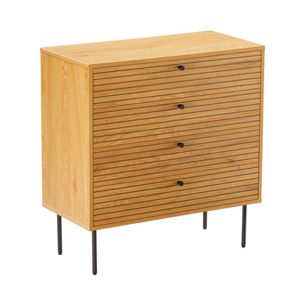 Chest of drawers LINE 80x40xH85cm, melamine with oak pattern