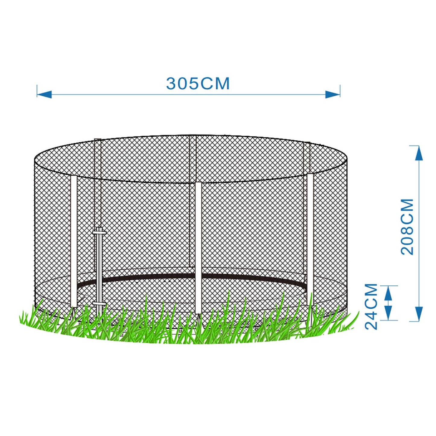 Trampoline on the ground with safety net 305 cm 