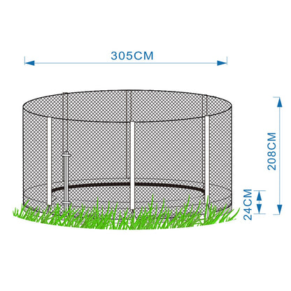 Trampoline on the ground with safety net 305 cm 