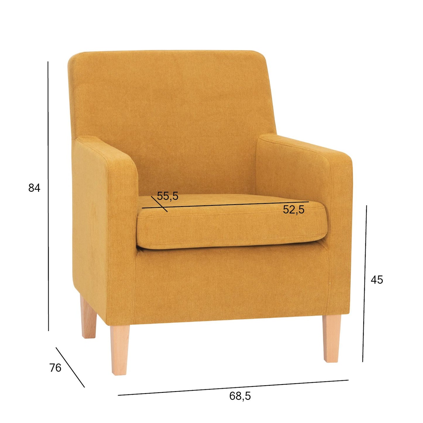 Lounge chair LEENE yellow 