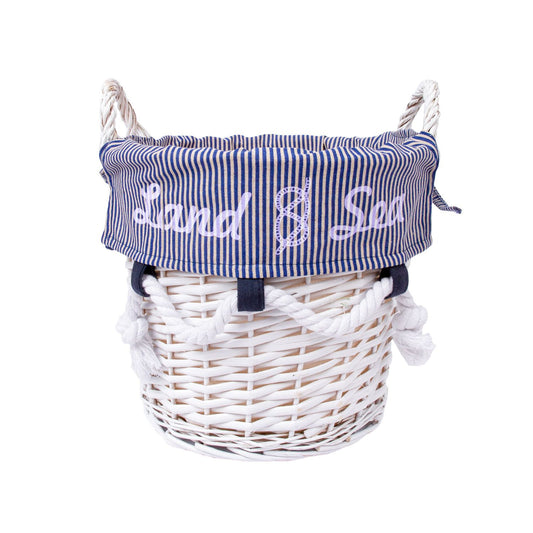 Basket round WILLI SEA, M: D30xH26cm, white