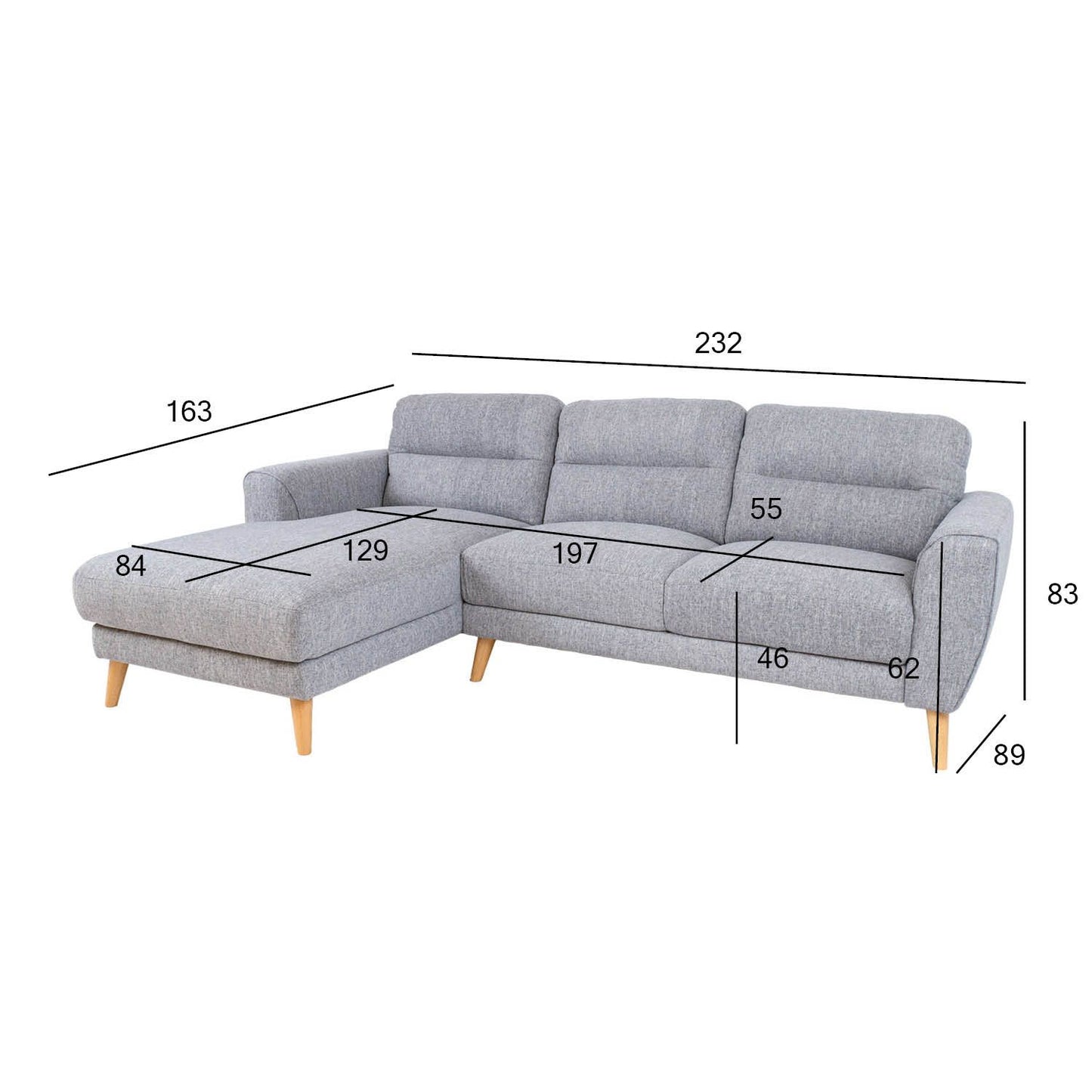 Corner sofa DANTE LC, light gray