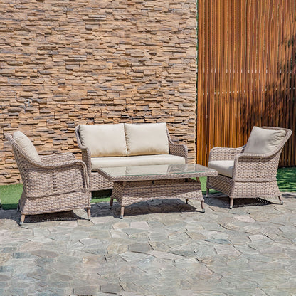 Garden furniture set EDEN table, sofa and 2 chairs / Beige 