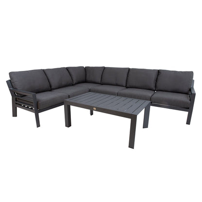 Garden furniture set TOMSON table and corner sofa / Dark grey