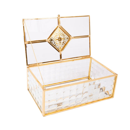 Glass box BERYL 20x12xH7.5cm, gold