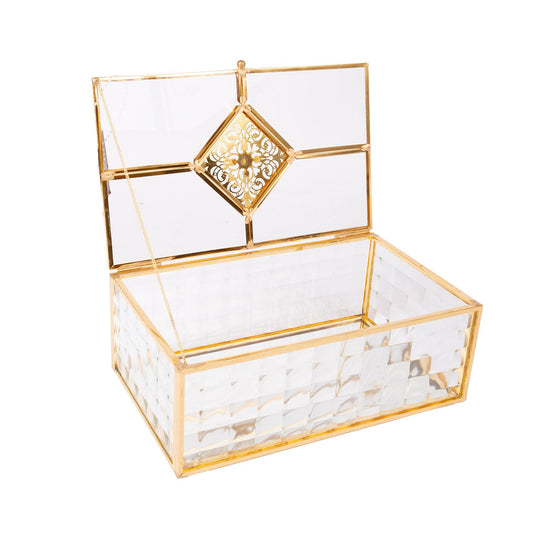 Glass box BERYL 20x12xH7.5cm, gold