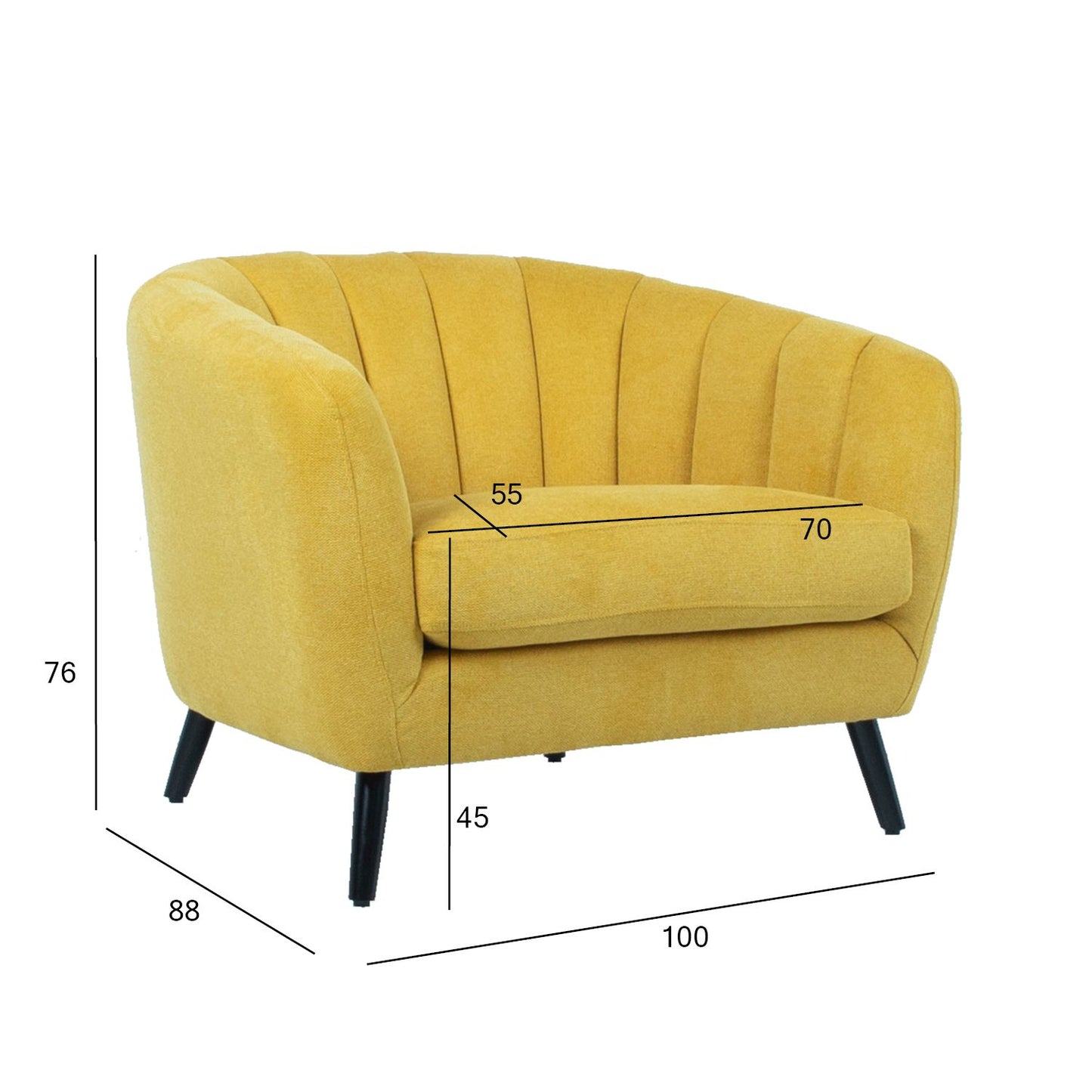 Lounge chair MELODY 100x88xH76cm, yellow 