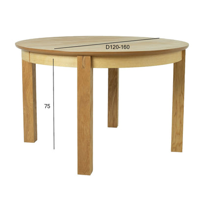 Table CHICAGO D120/160x120xH75cm, oak